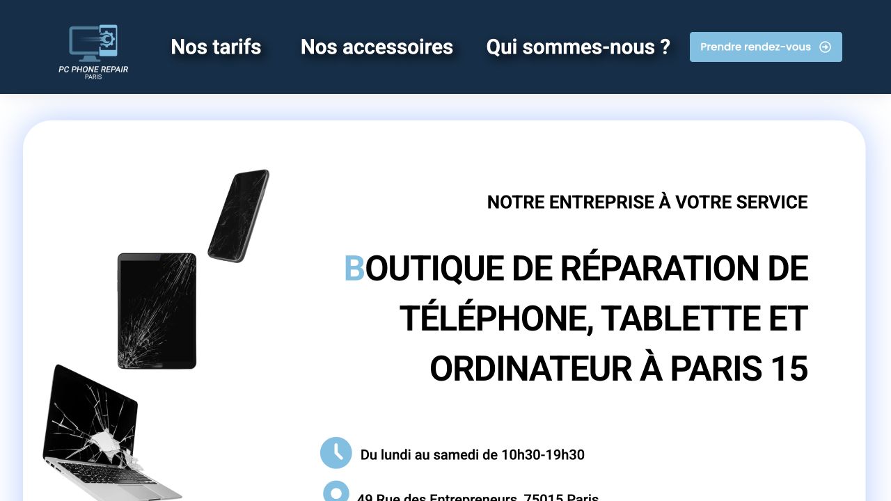 Capture du site de PC Phone Repair