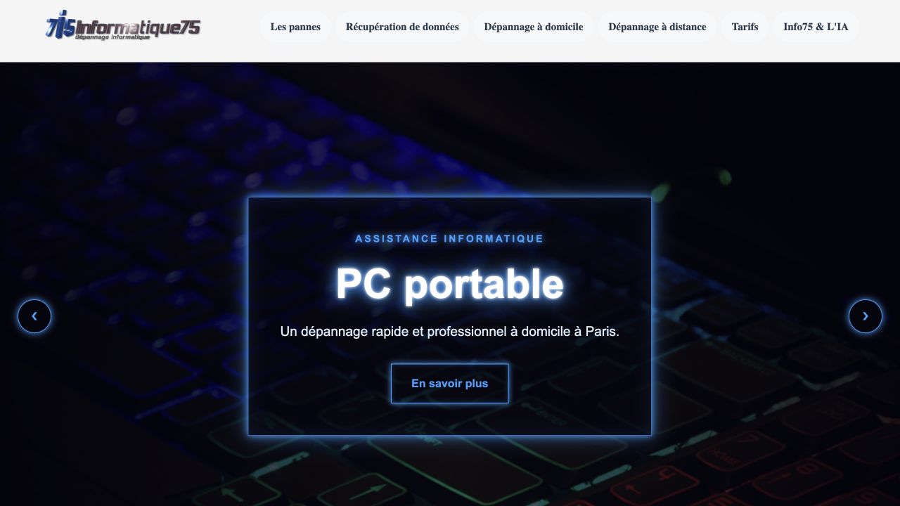 Capture du site de Informatique75 — Agence Informatique86