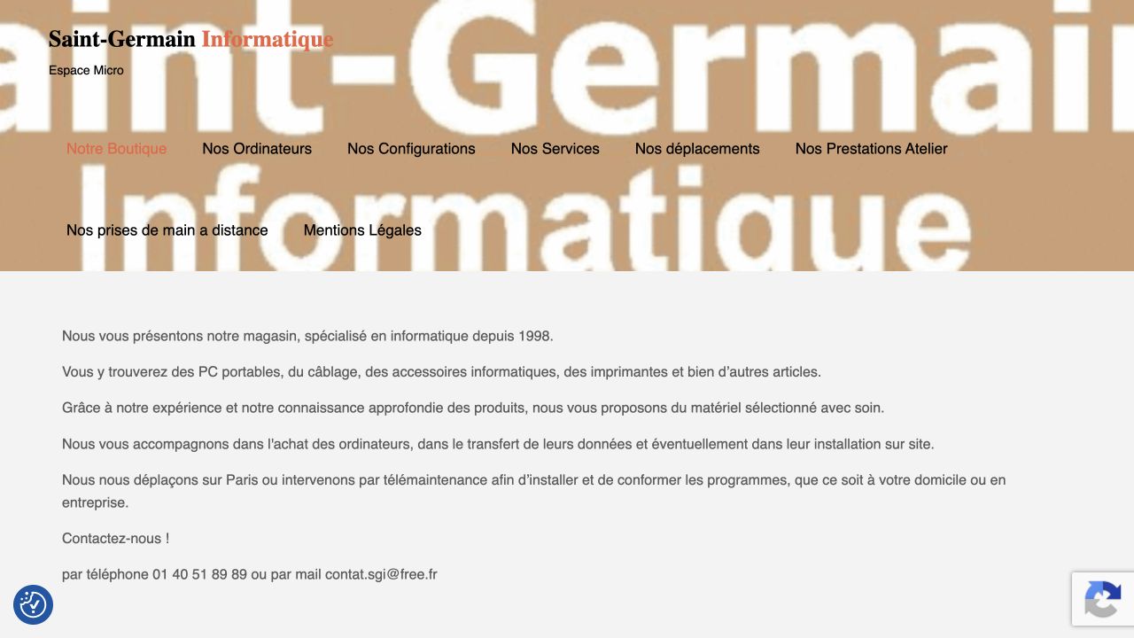 Capture du site de Saint-Germain Informatique