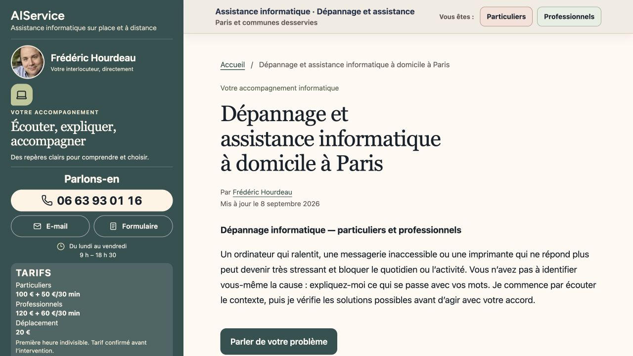 Capture du site de AIService